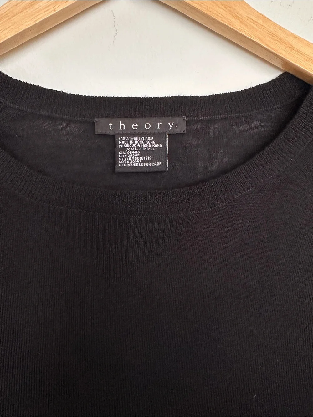 Vtg Theory Black Wool Crewneck Sweater SZ XXL Lightweight Luxury Minimalist EUC